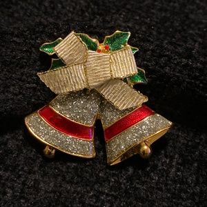 Silver Bell Holiday Brooch